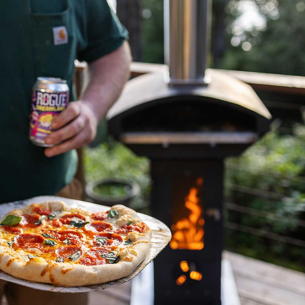 Wood pellet fired outdoor pizza oven