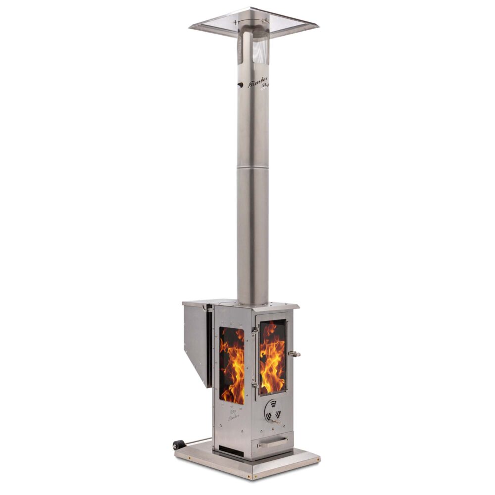 An all stainless steel wood pellet patio heater.